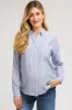 Blue Striped Basic Button Down Maternity Top sold by Pinkblush