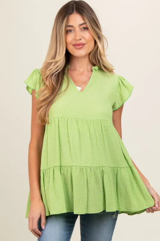 Lime Tiered Maternity Tunic Top sold by Pinkblush