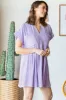 Lavender Texture Knit Pocket Pleat Mini Dress sold by Pinkblush