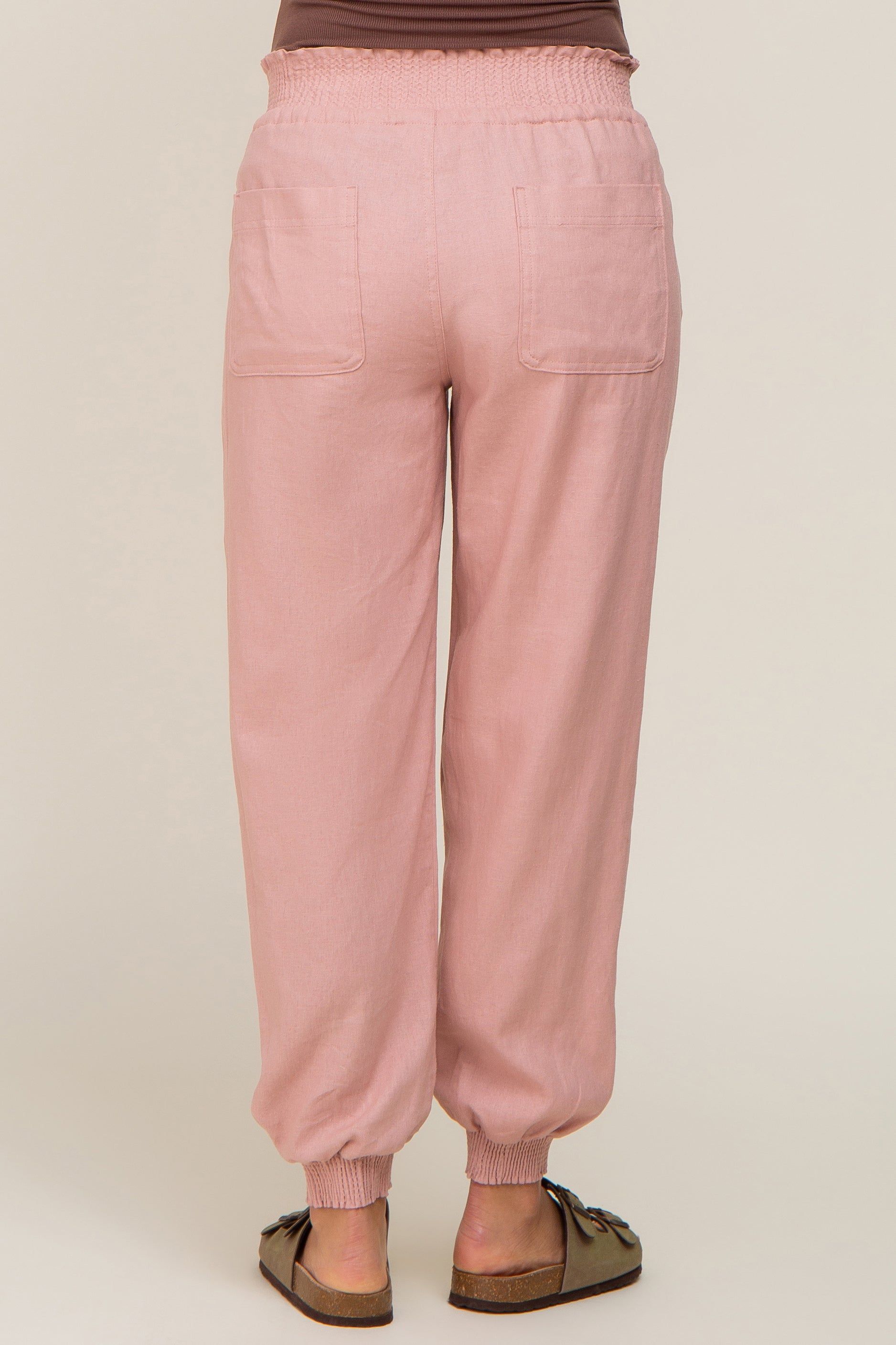 Mauve Smocked Maternity Joggers sold by Pinkblush product image thumbnail 4