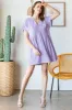 Lavender Texture Knit Pocket Pleat Mini Dress sold by Pinkblush