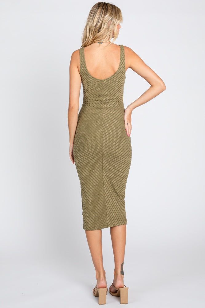 Olive Textured Knit Sleeveless Midi Dress sold by Pinkblush product image thumbnail 3