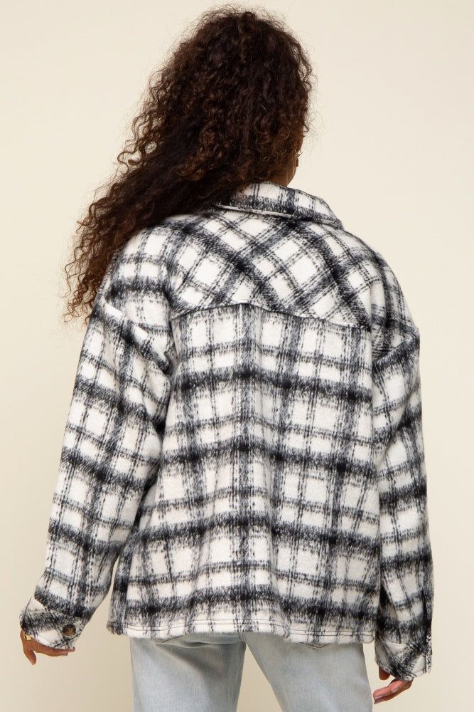 Ivory Plaid Shirt Jacket sold by Pinkblush product image thumbnail 3