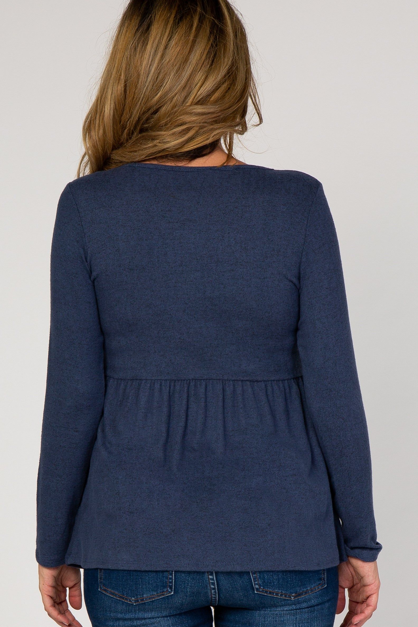 PinkBlush Navy Soft Knit Maternity Peplum Top sold by Pinkblush product image thumbnail 3