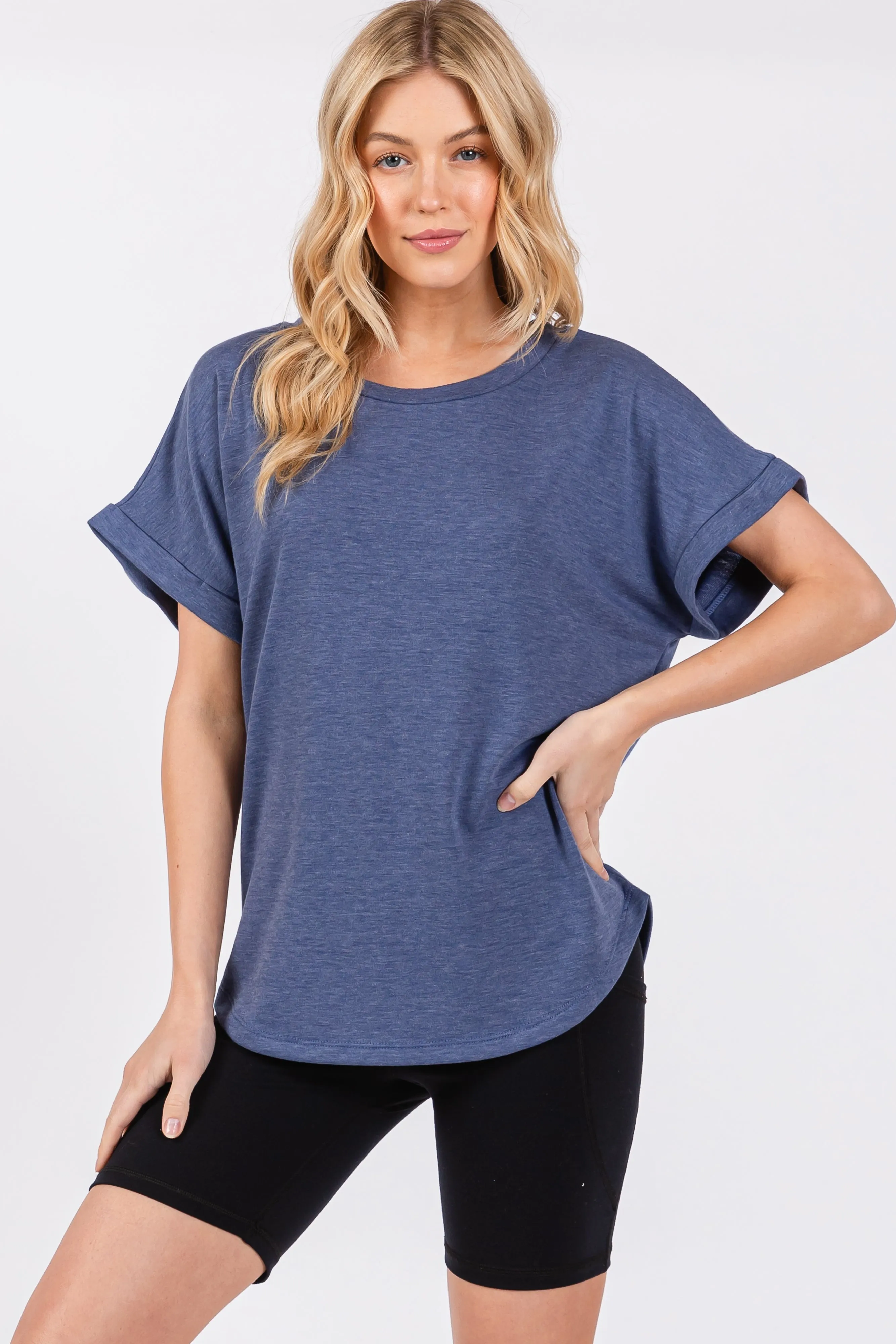 Blue Short Sleeve Terry Top sold by Pinkblush