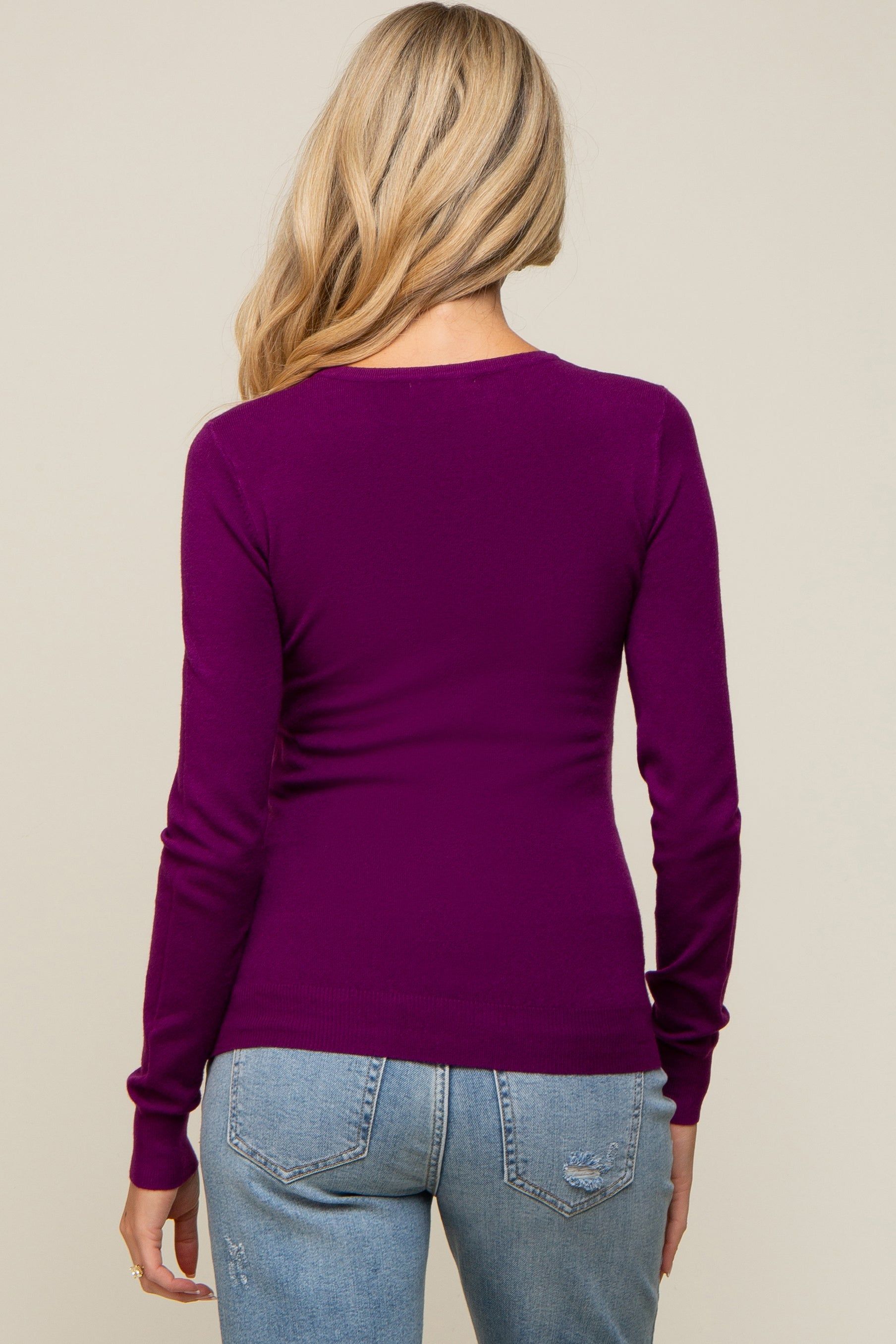 Purple Knit Long Sleeve Maternity Top sold by Pinkblush product image thumbnail 3