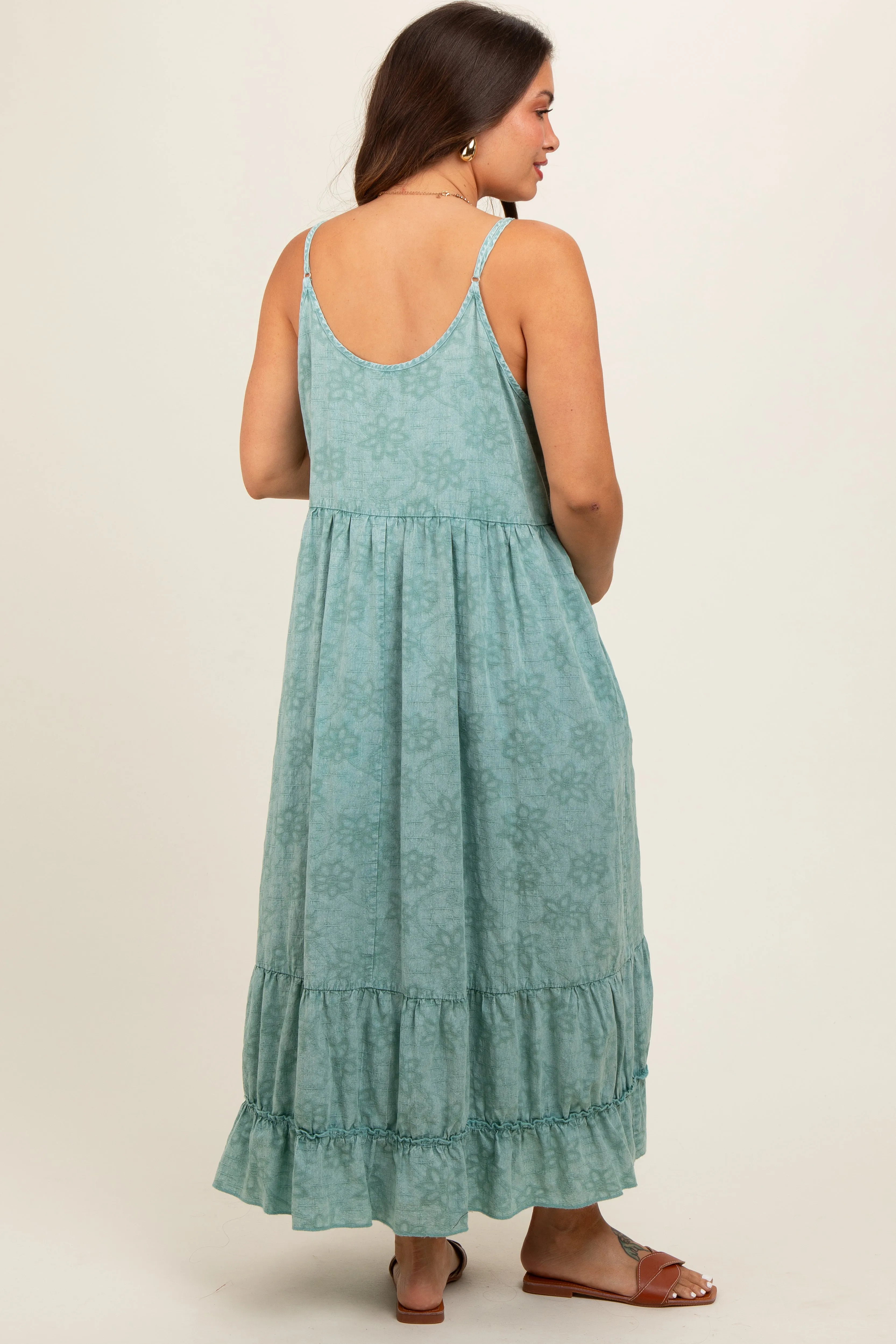 Jade Embroidered Vintage Wash Maternity Midi Dress sold by Pinkblush product image thumbnail 2