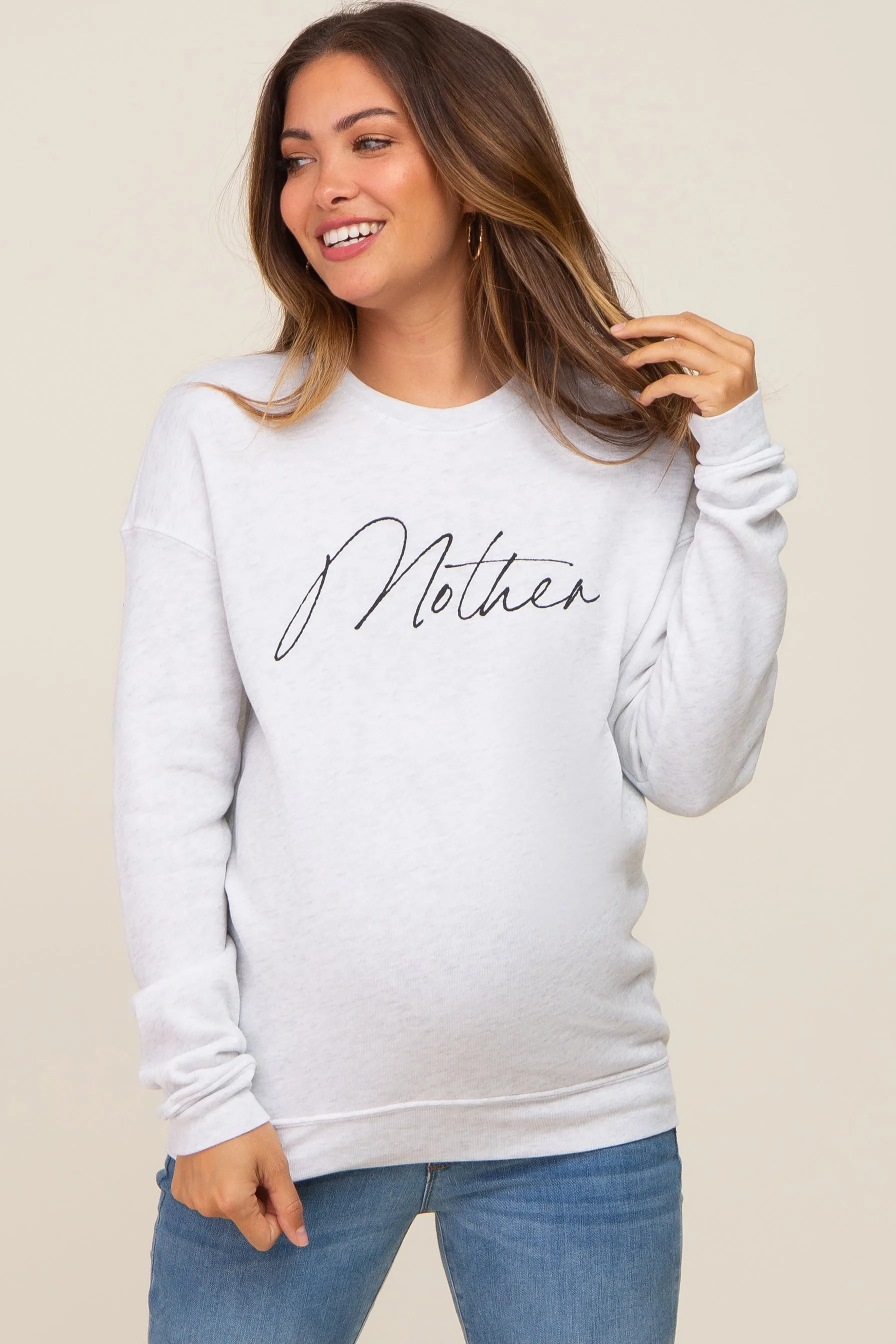 Heather Grey Ultra Soft Mother Maternity Sweatshirt sold by Pinkblush