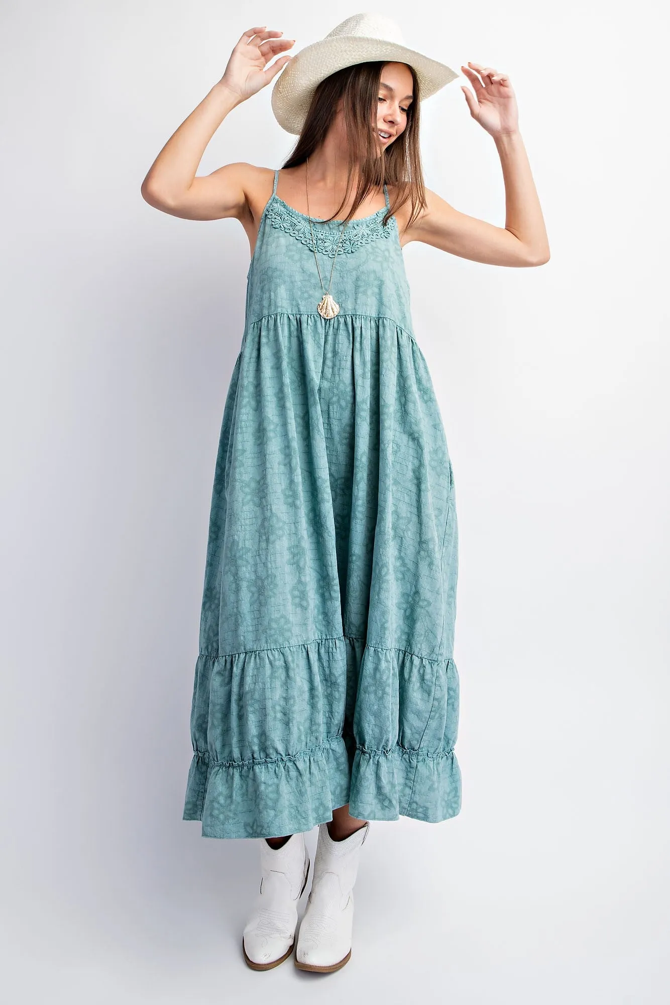 Jade Embroidered Vintage Wash Maternity Midi Dress sold by Pinkblush product image thumbnail 3