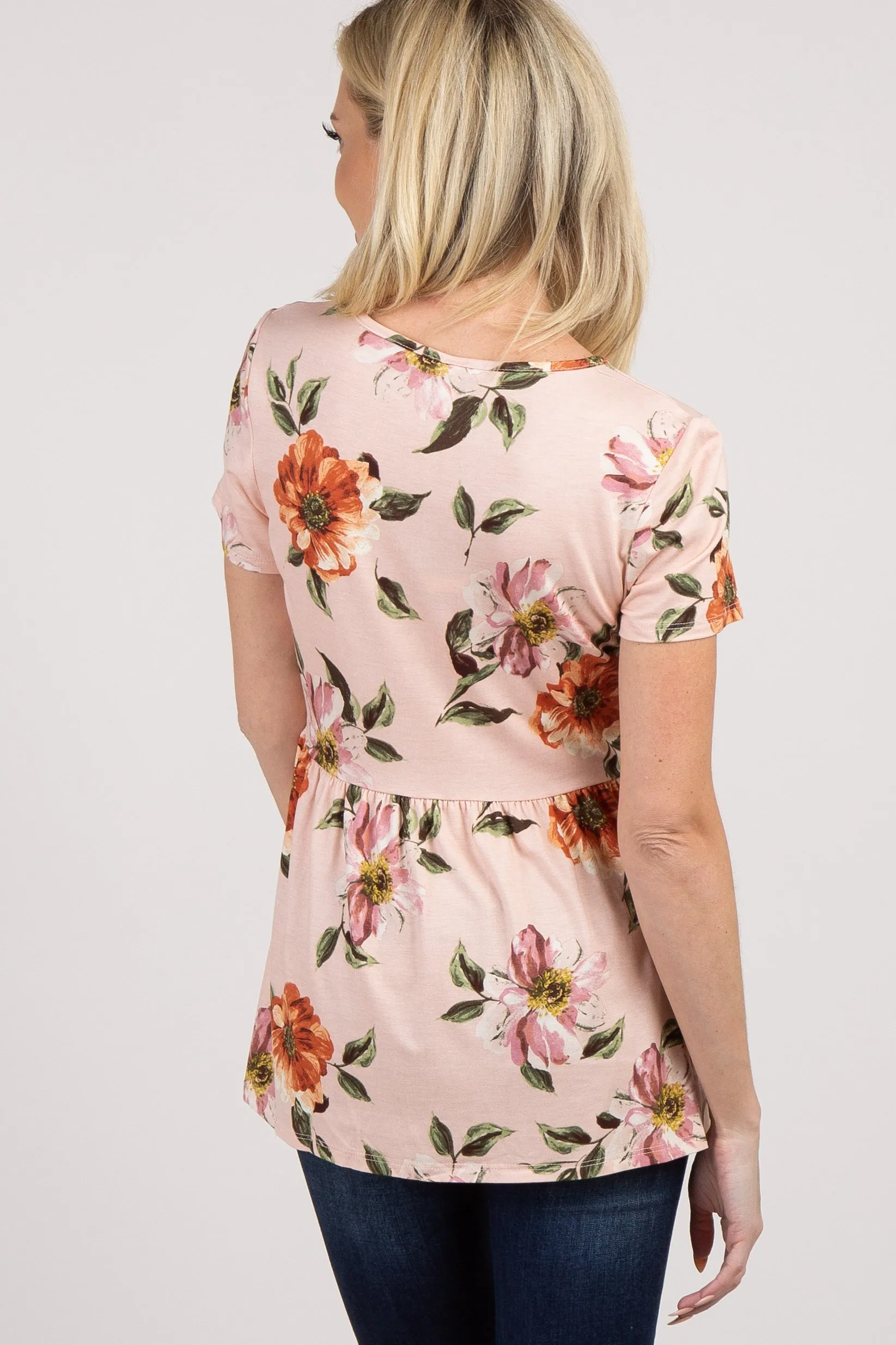 PinkBlush Peach Floral Crochet Short Sleeve Top sold by Pinkblush product image thumbnail 3