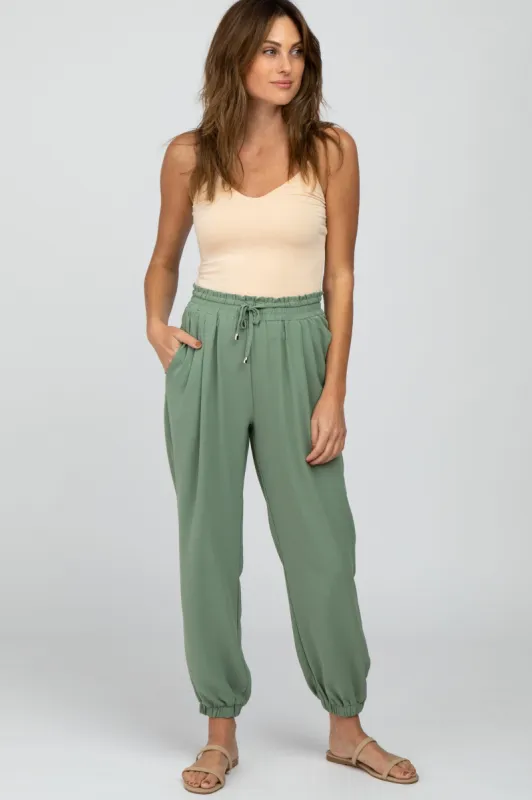 Olive Drawstring Crop Pants sold by Pinkblush