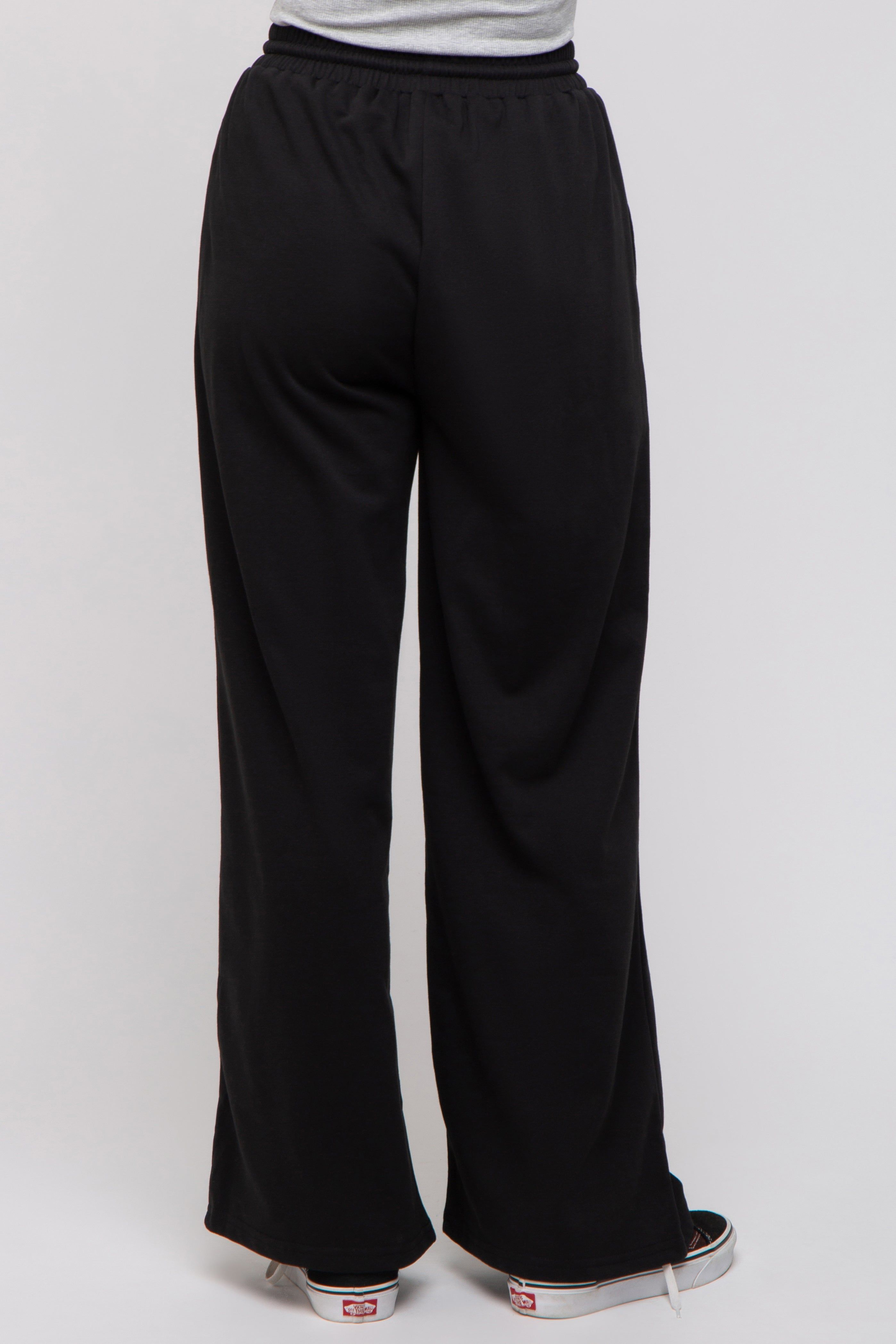 Black Drawstring Wide Leg Lounge Pants sold by Pinkblush product image thumbnail 4