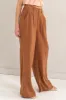 Brown Linen Blend Pleated Wide Leg Pants sold by Pinkblush