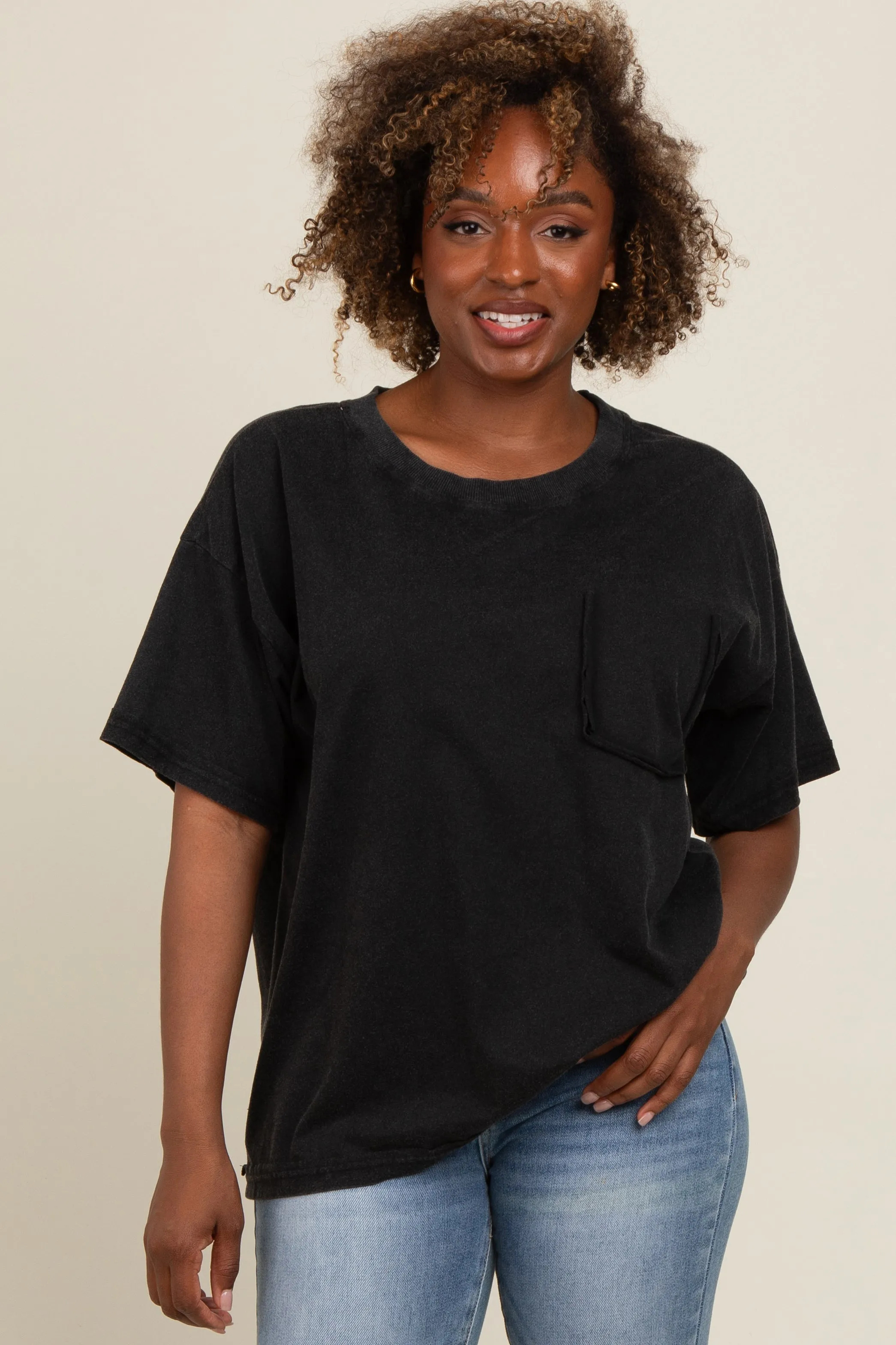 Charcoal Vintage Wash Oversized Tee sold by Pinkblush