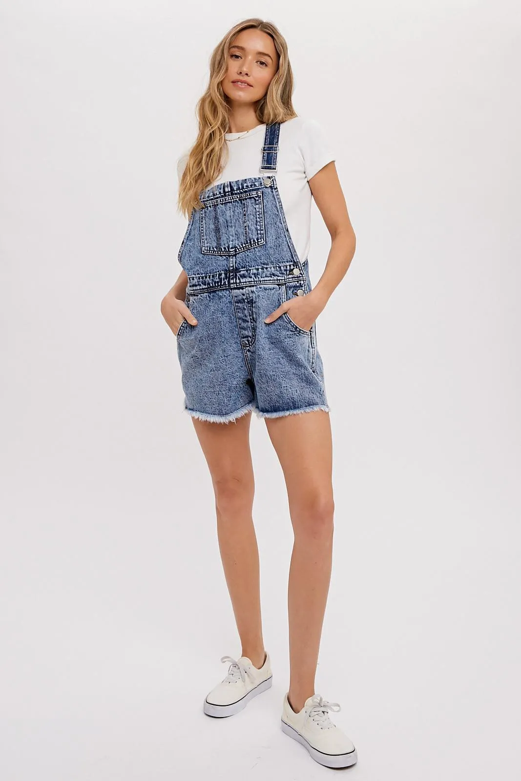 Medium Blue Raw Hem Denim Overalls sold by Pinkblush product image thumbnail 2