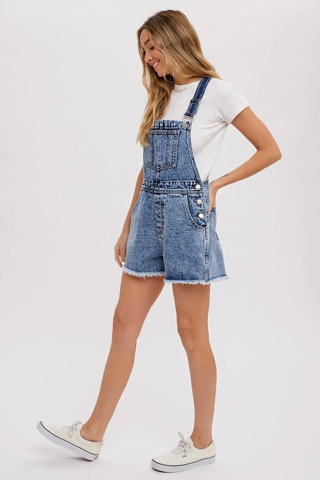 Medium Blue Raw Hem Denim Overalls sold by Pinkblush product image thumbnail 4