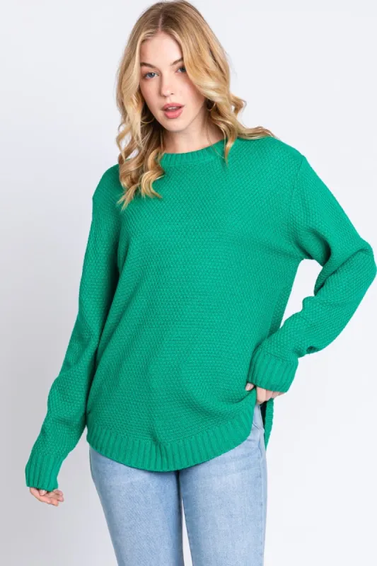 Green Knit Pullover Sweater sold by Pinkblush