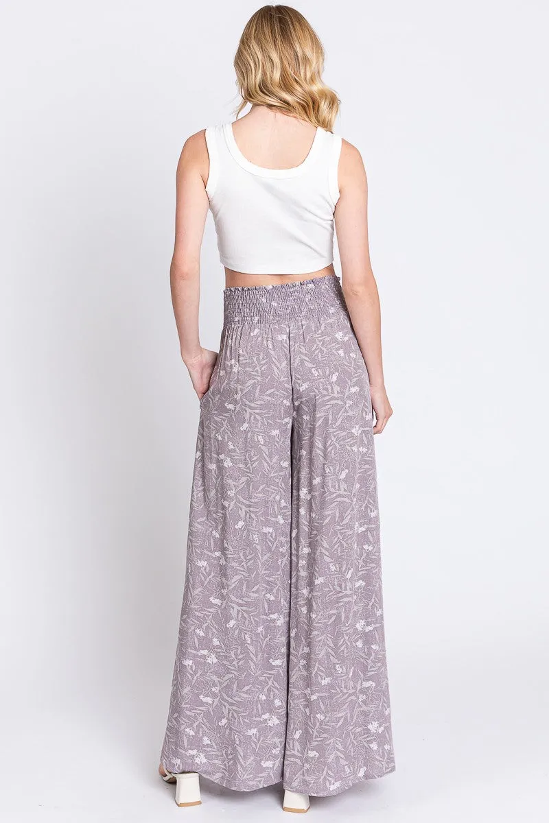 Lavender Floral Smocked Wide Leg Pants sold by Pinkblush product image thumbnail 3
