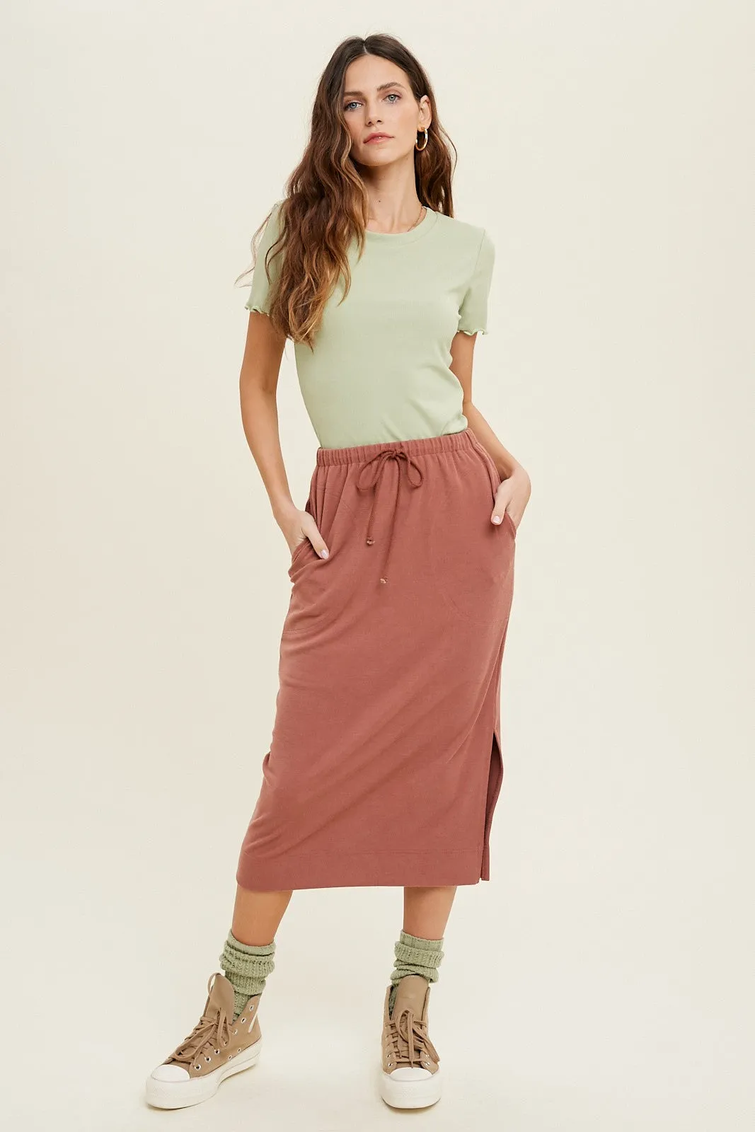 Sage Ribbed Fitted Lettuce Trim Top sold by Pinkblush product image thumbnail 4