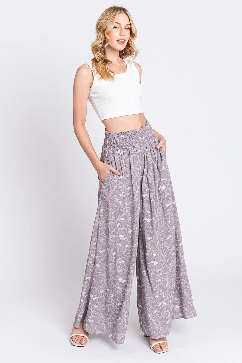 Lavender Floral Smocked Wide Leg Pants sold by Pinkblush product image thumbnail 4
