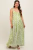 Lime Floral Ruffle Shoulder Cut-Out Back Maternity Maxi Dress sold by Pinkblush