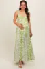 Lime Floral Ruffle Shoulder Cut-Out Back Maternity Maxi Dress sold by Pinkblush