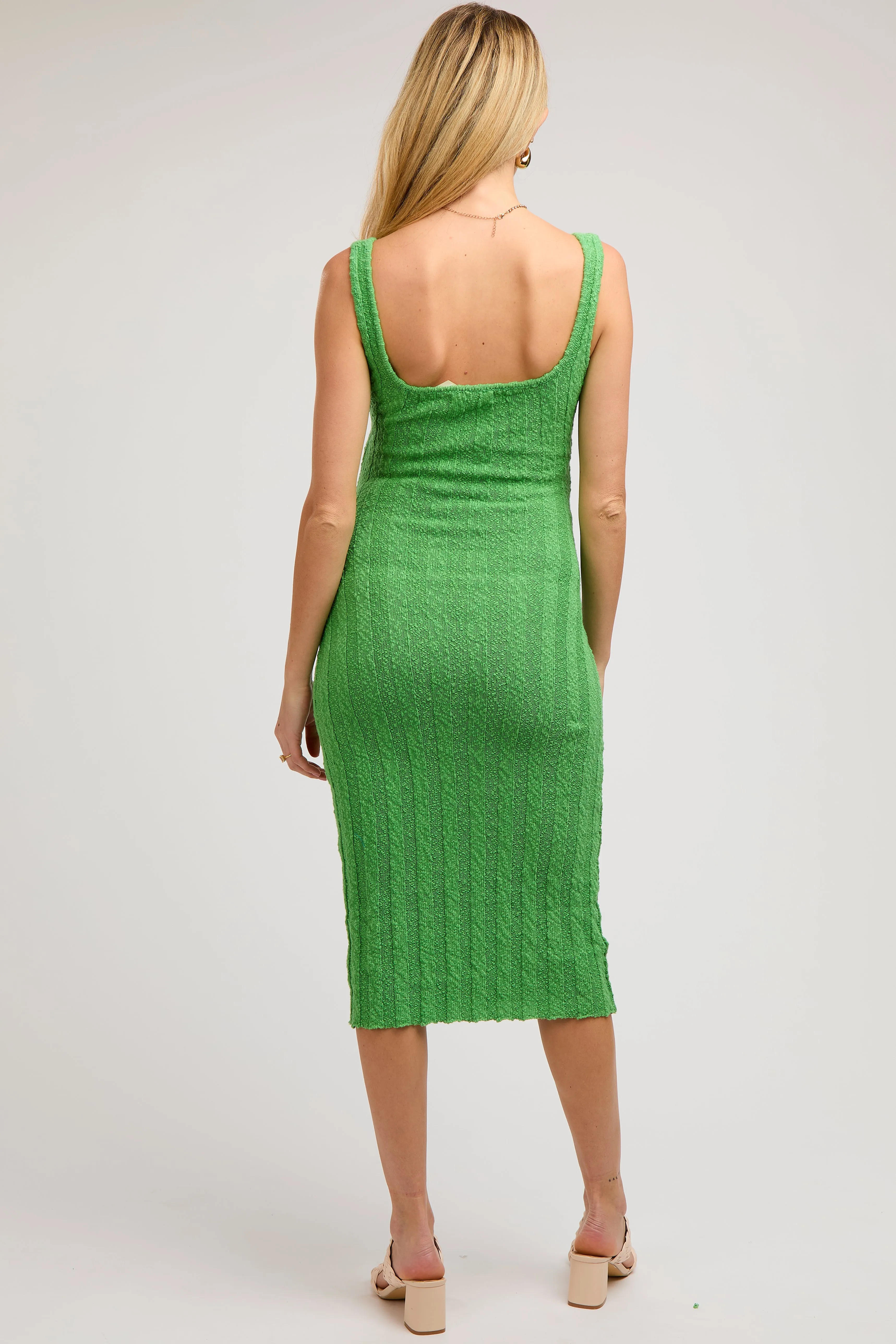 Green Wide Rib Knit Maternity Midi Dress sold by Pinkblush product image thumbnail 3