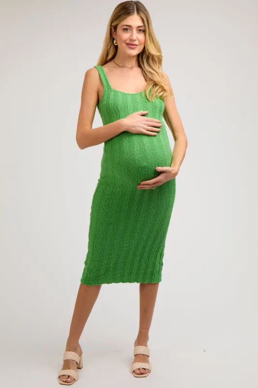Green Wide Rib Knit Maternity Midi Dress sold by Pinkblush