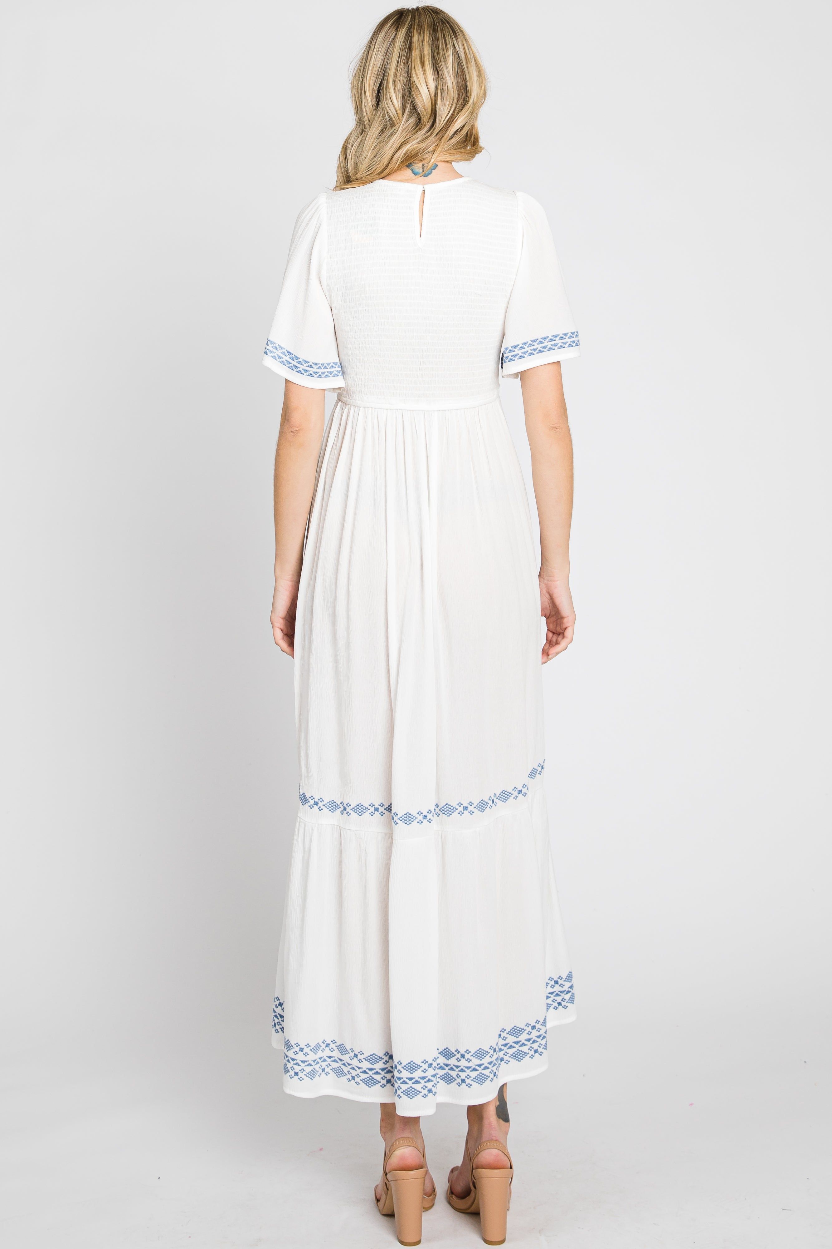 White Embroidered Accent Maxi Dress sold by Pinkblush product image thumbnail 3