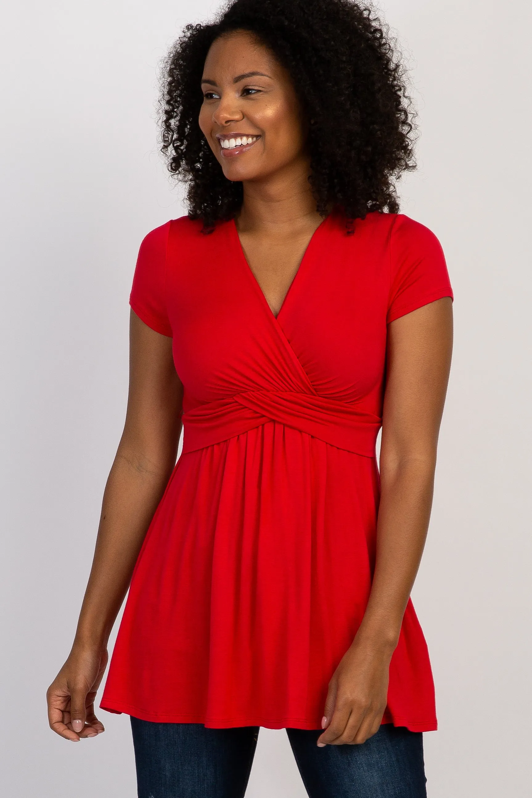 PinkBlush Red Draped Front Maternity/Nursing Top sold by Pinkblush product image thumbnail 5