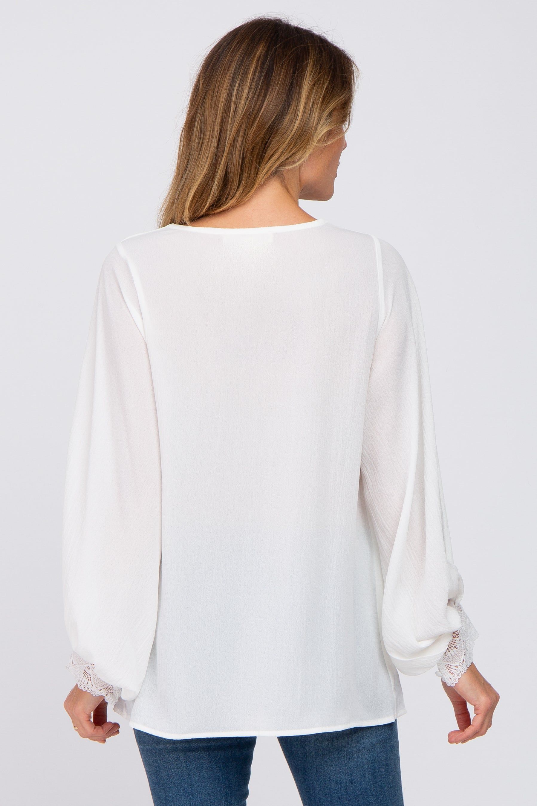 White Long Sleeve Crochet Lace Blouse sold by Pinkblush product image thumbnail 3