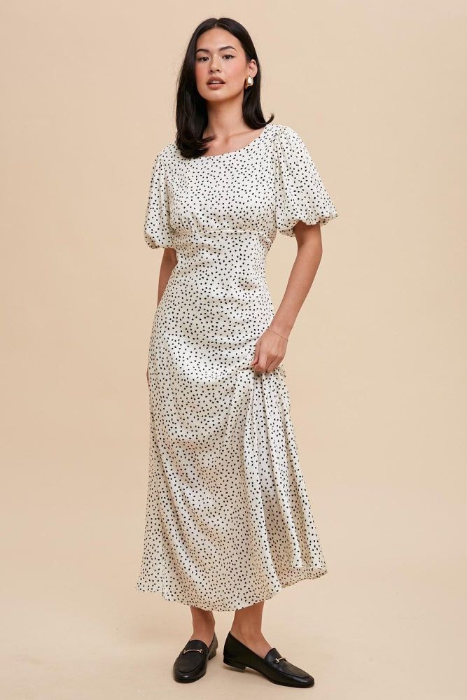 Creme Puff Sleeve Bias Cut Dress sold by Pinkblush product image thumbnail 2