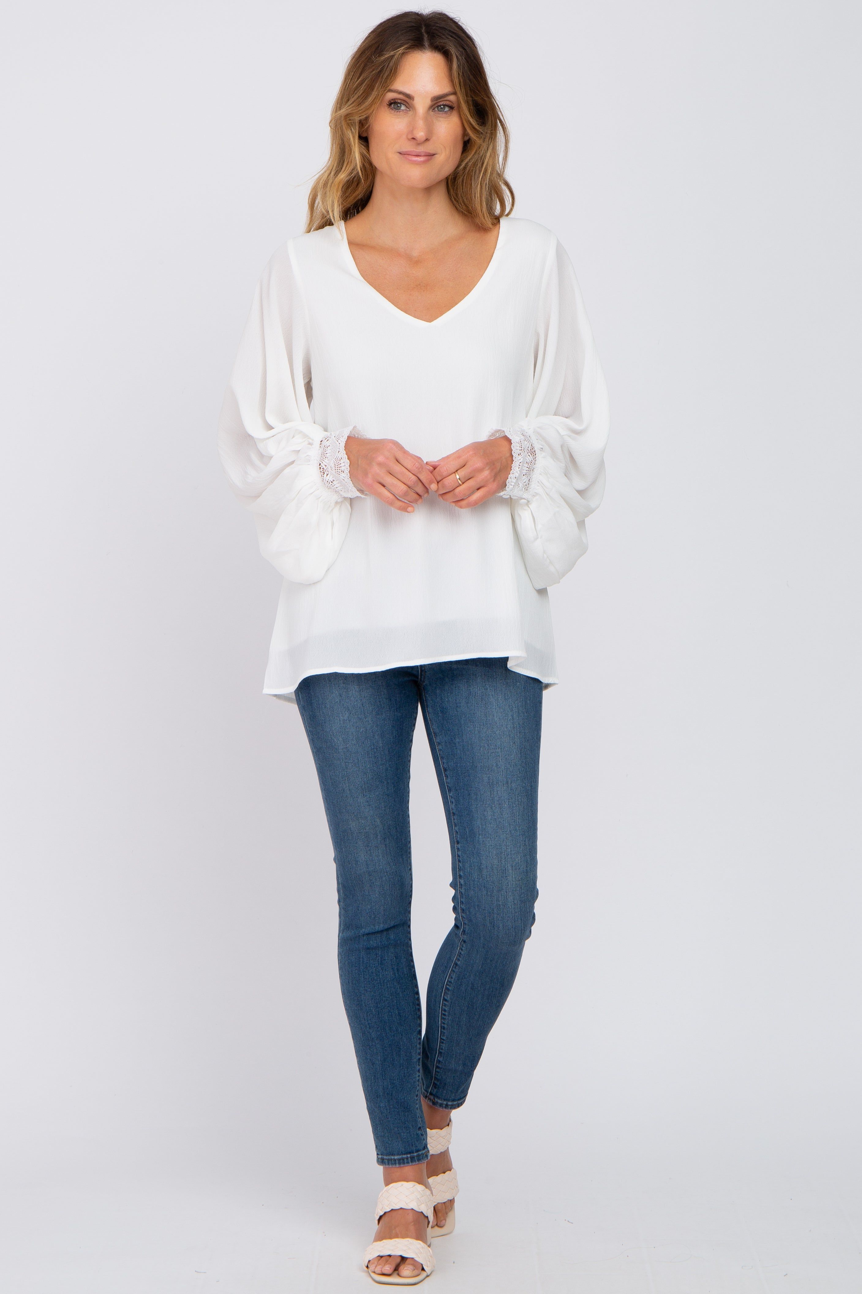 White Long Sleeve Crochet Lace Blouse sold by Pinkblush product image thumbnail 4