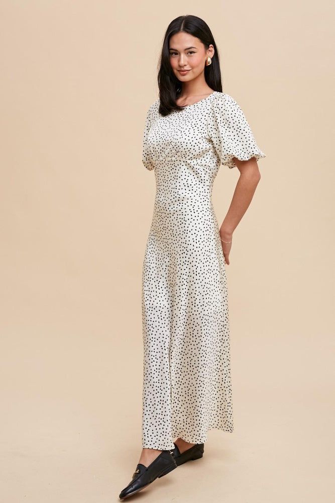 Creme Puff Sleeve Bias Cut Dress sold by Pinkblush product image thumbnail 3