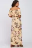 Yellow Floral Off Shoulder Maternity Maxi Dress sold by Pinkblush