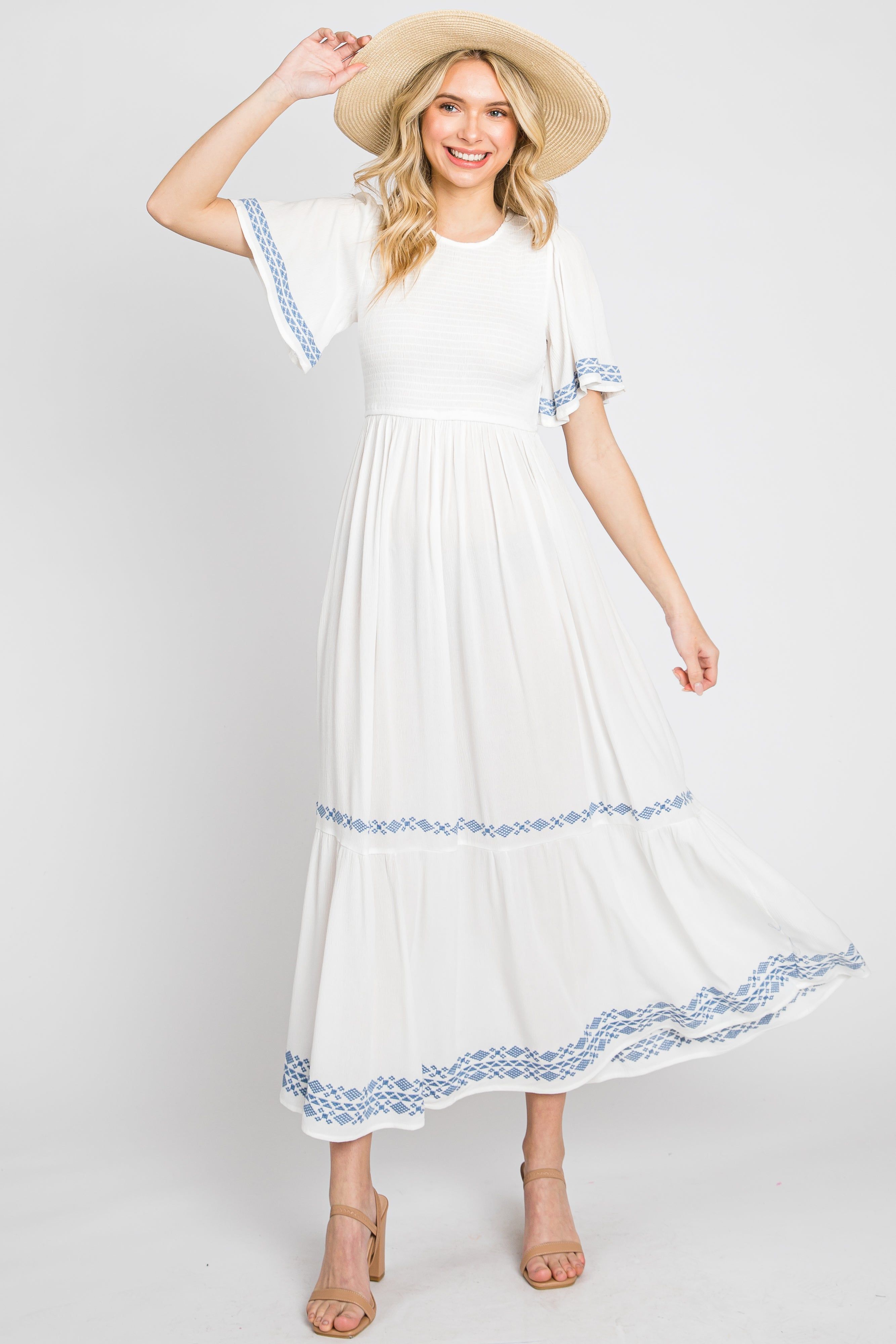White Embroidered Accent Maxi Dress sold by Pinkblush product image thumbnail 5