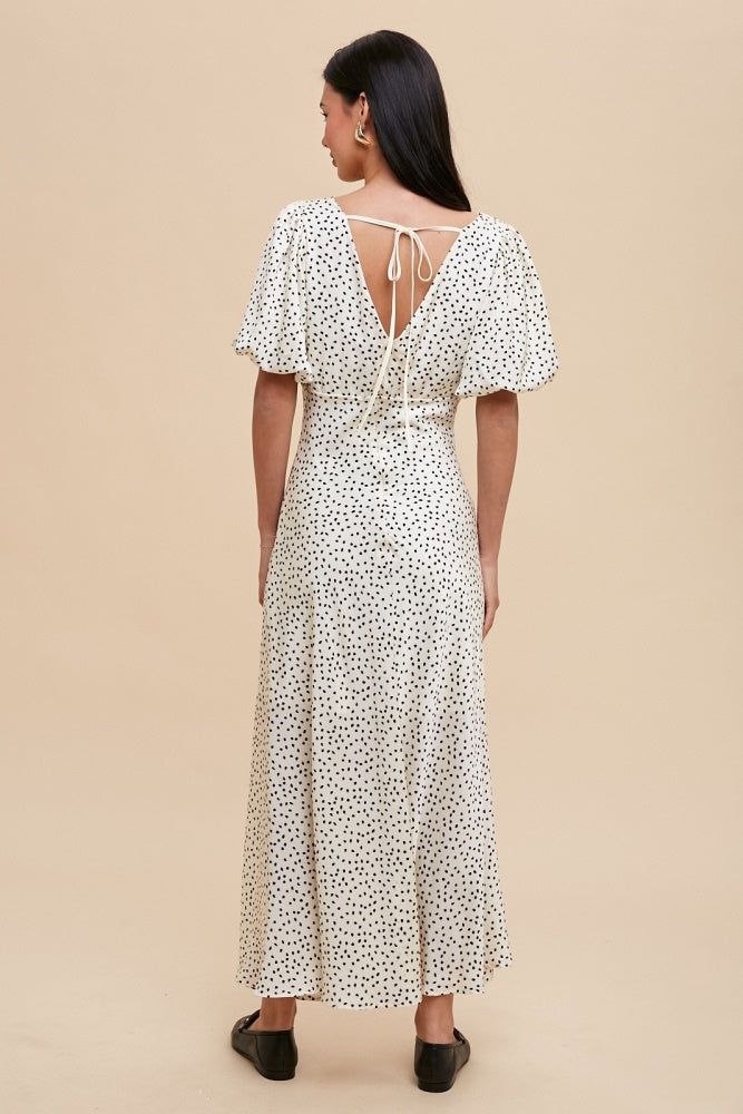 Creme Puff Sleeve Bias Cut Dress sold by Pinkblush product image thumbnail 4