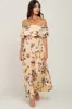 Yellow Floral Off Shoulder Maternity Maxi Dress sold by Pinkblush