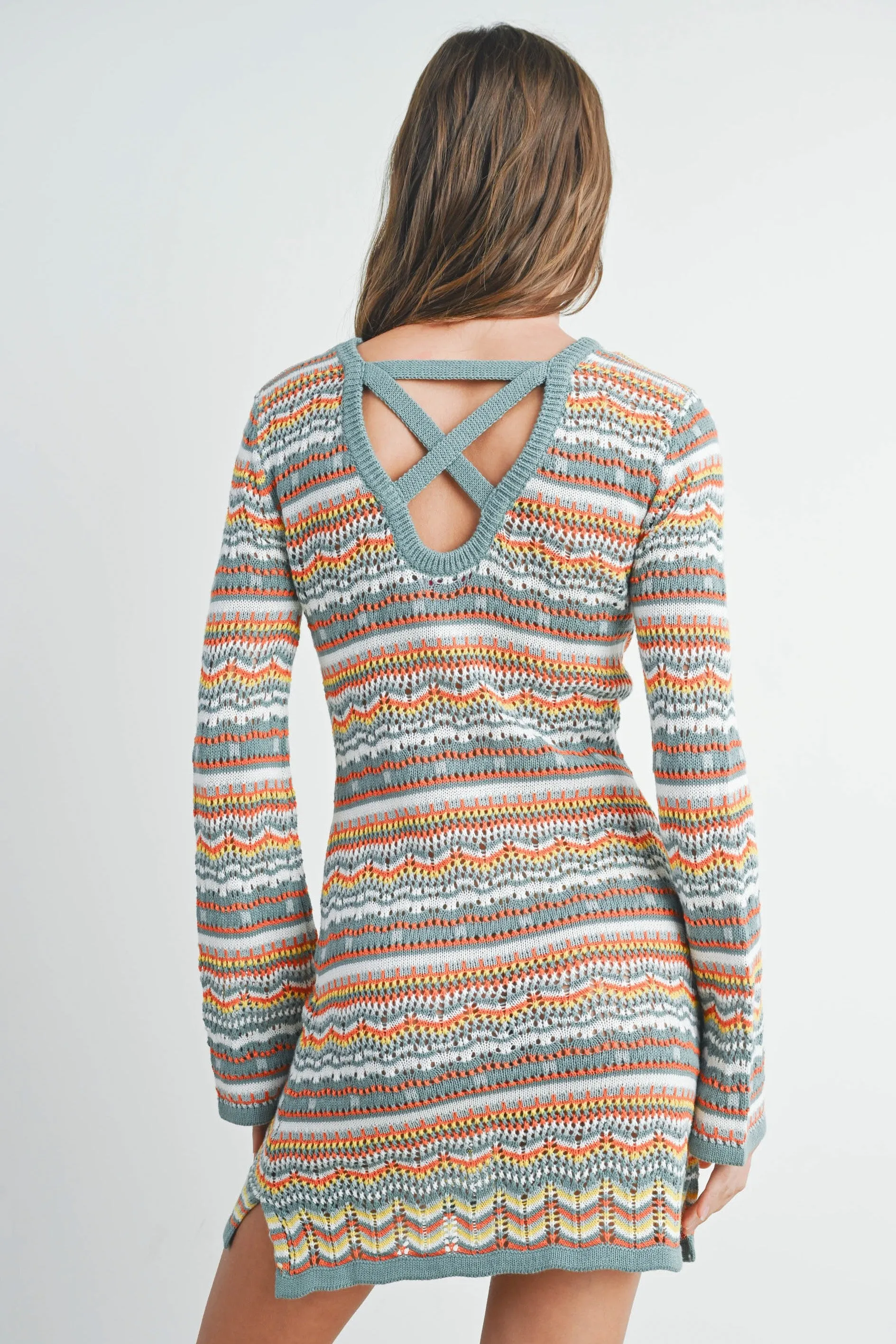 Denim Multi Multicolored Crochet Sweater Dress sold by Pinkblush product image thumbnail 2