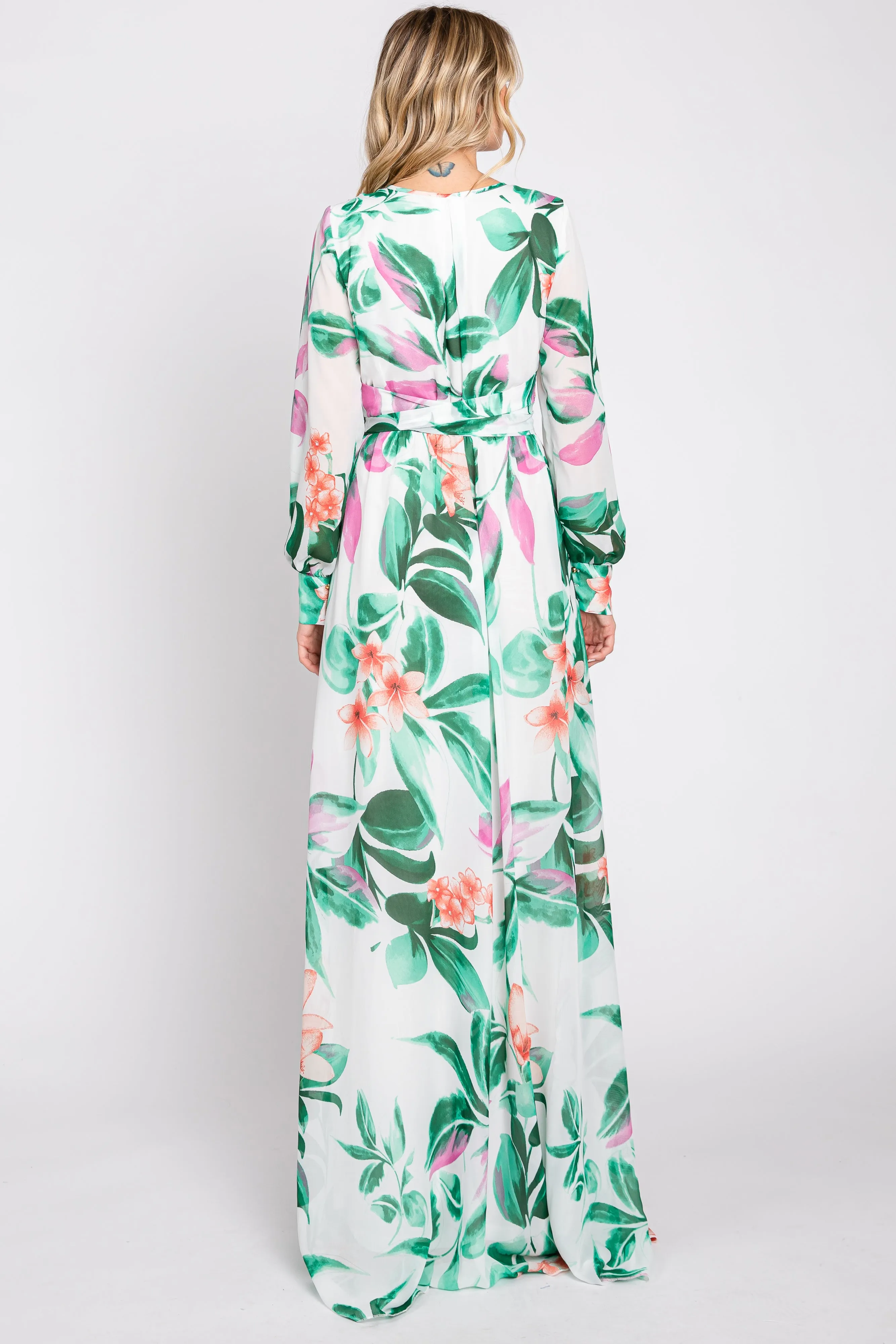 White Floral Chiffon Maxi Dress sold by Pinkblush product image thumbnail 3