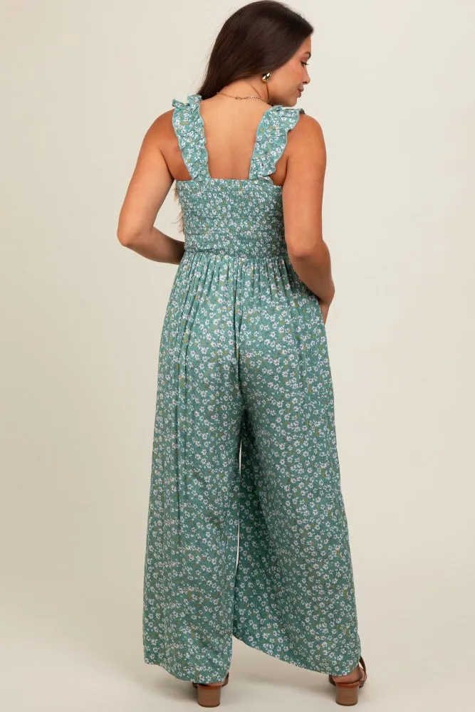 Teal Floral Flowy Maternity Jumpsuit sold by Pinkblush product image thumbnail 4