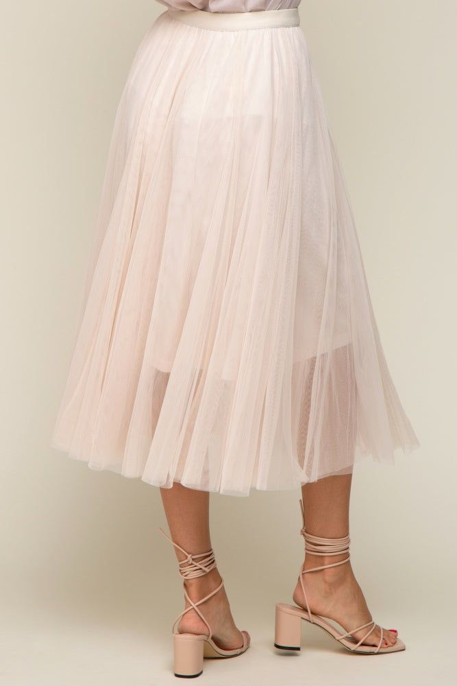 Cream Tulle Midi Skirt sold by Pinkblush product image thumbnail 4