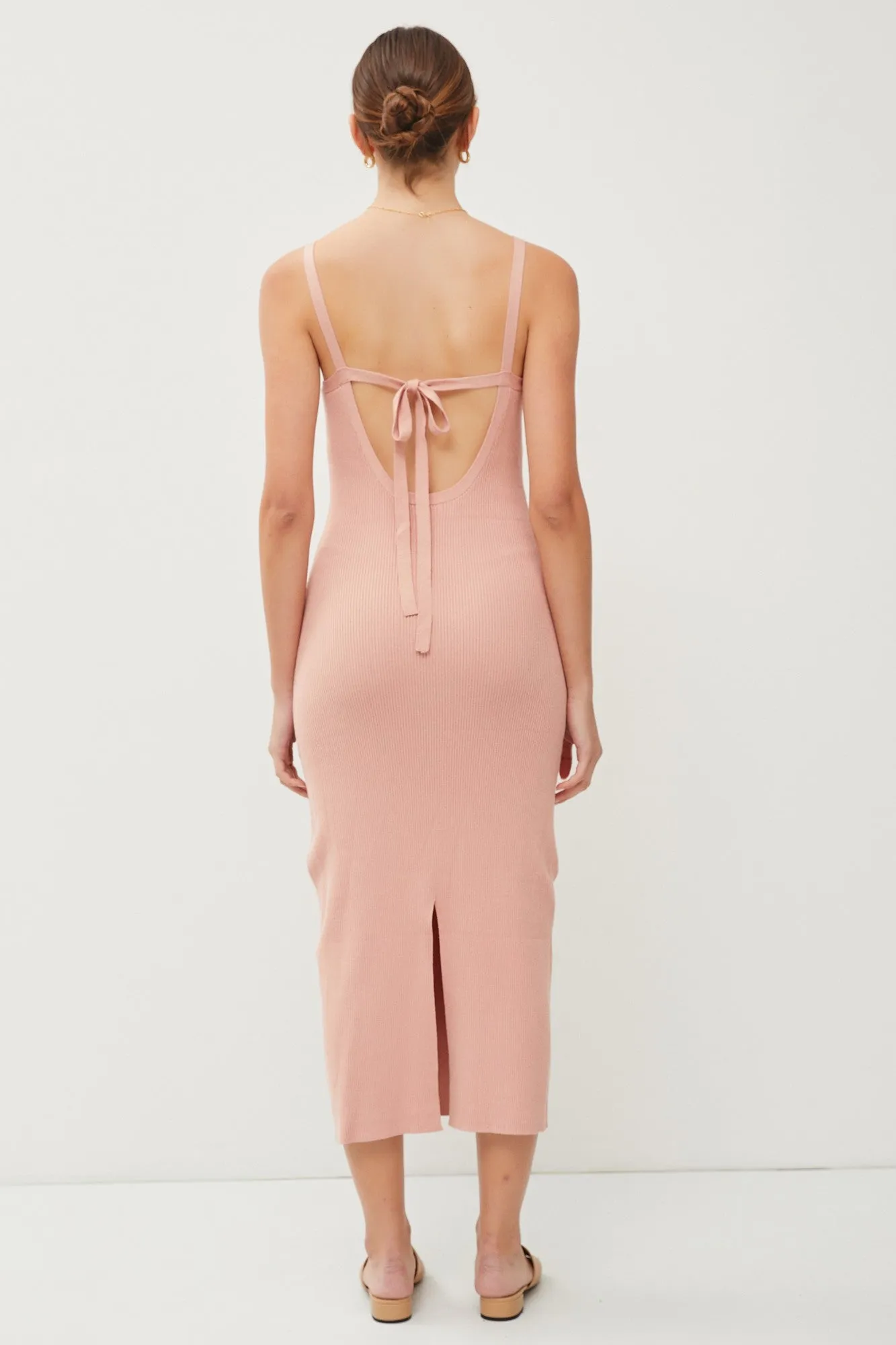 Mauve Knit Open Tie Back Midi Dress sold by Pinkblush product image thumbnail 3