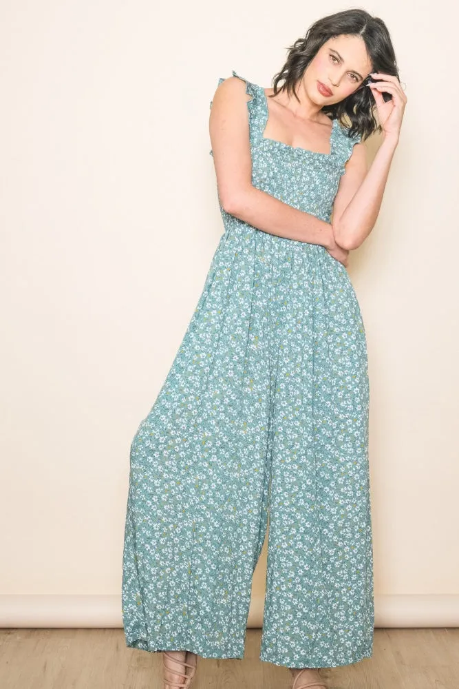 Teal Floral Flowy Maternity Jumpsuit sold by Pinkblush product image thumbnail 5