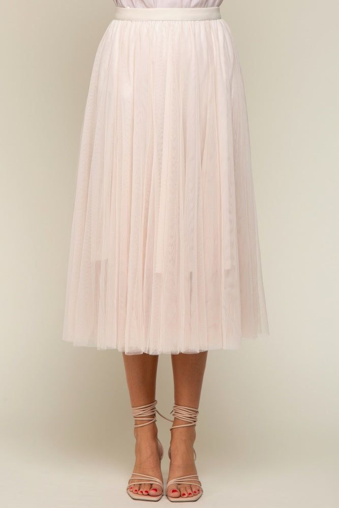Cream Tulle Midi Skirt sold by Pinkblush product image thumbnail 2