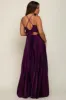 Plum Satin Pleated Cutout Maternity Gown sold by Pinkblush
