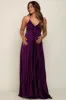 Plum Satin Pleated Cutout Maternity Gown sold by Pinkblush