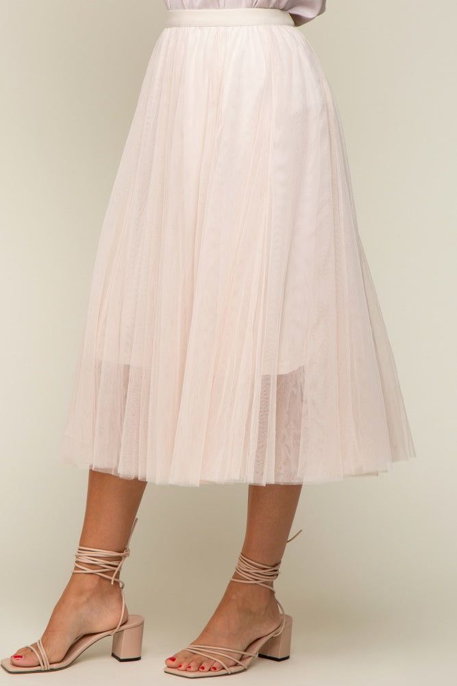 Cream Tulle Midi Skirt sold by Pinkblush product image thumbnail 3