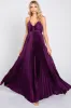 Plum Satin Pleated Cutout Maternity Gown sold by Pinkblush