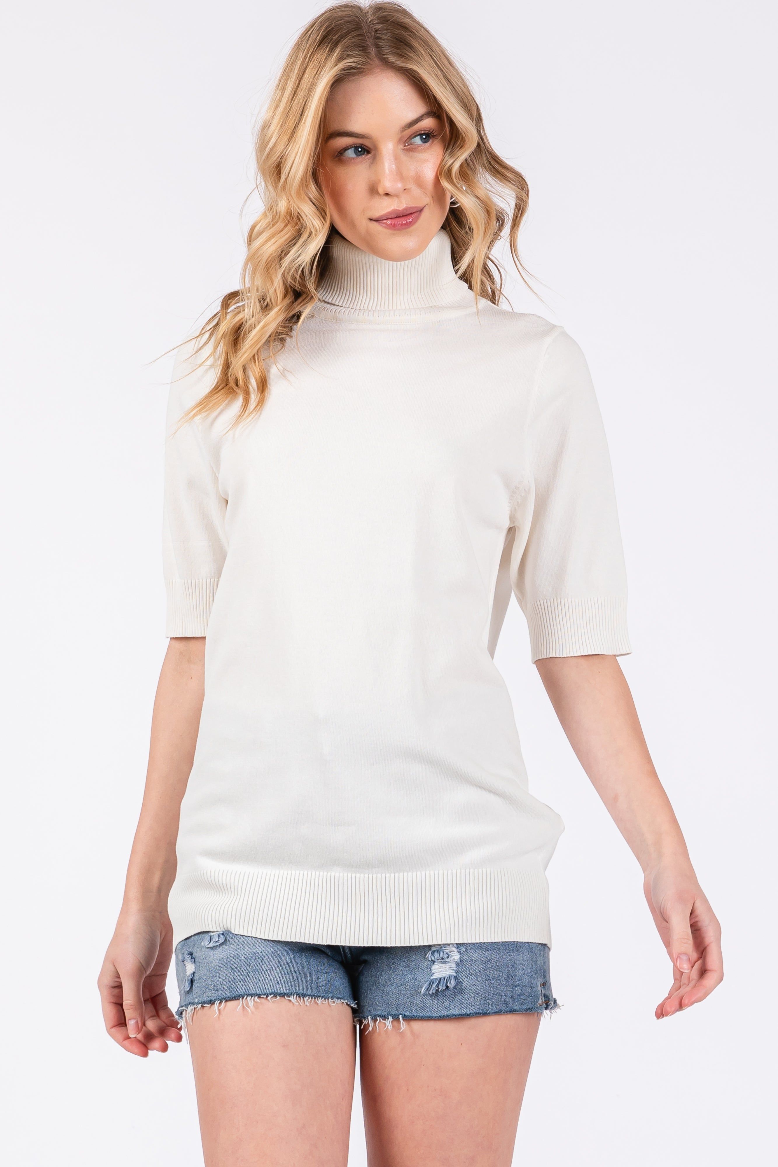 White Turtleneck Knit Top sold by Pinkblush product image thumbnail 3
